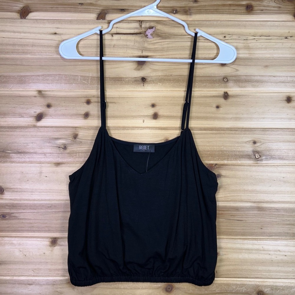 NEW Reset by Jane Crop Top Womens Large Black Maya Knit Sleeveless Crop Tank Top